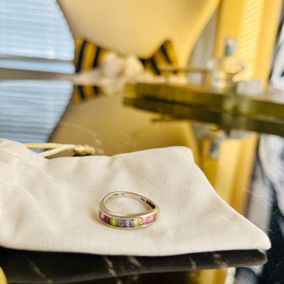 10k whitegold multi color stone ring size 6.5/7. @Zales great condition;no wears - Picture 3 of 3